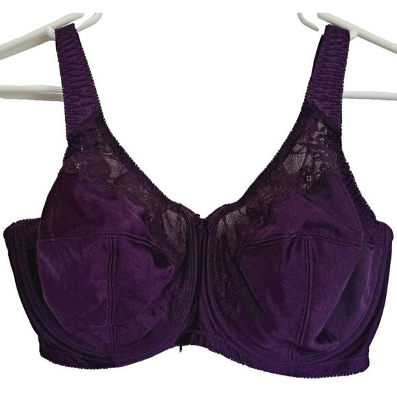 36DDD Full Coverage Lace Underwire Bra Purple Adjustable Straps - Picture 1 of 5